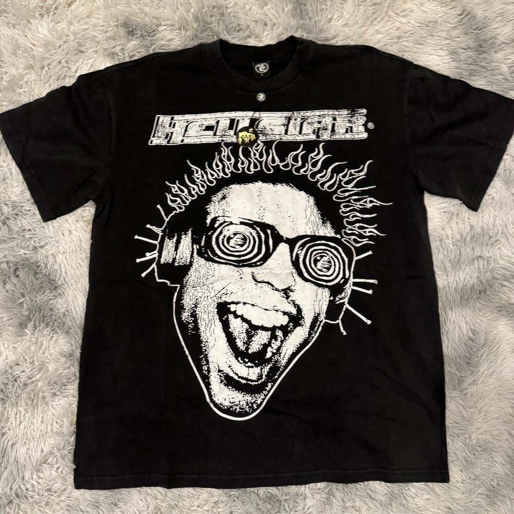 Hellstar Crazy Face Rage Black Tee Mens Medium or Large